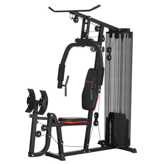 Multifunktions-Fitnessstation mit Beinpresse und 45 kg Gewichten