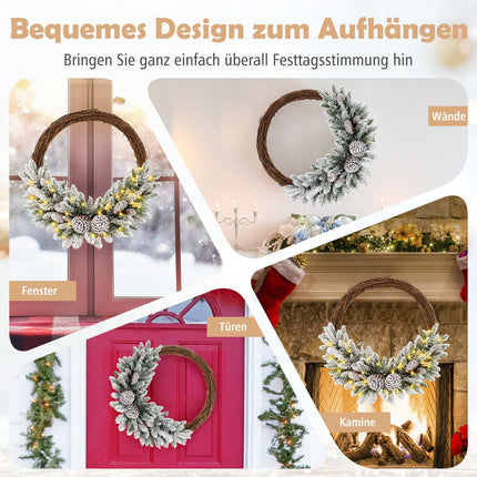 Vorbeleuchteter 24-Zoll-Weihnachtskranz, 35 LED, Timer