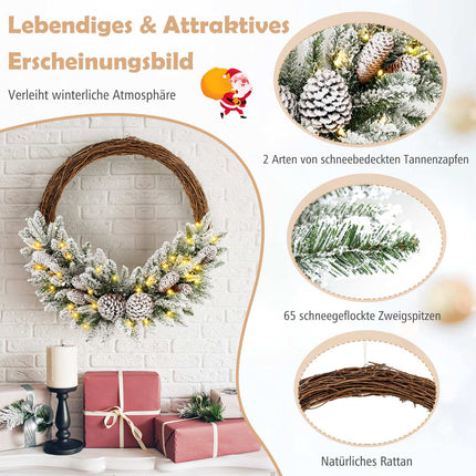 Vorbeleuchteter 24-Zoll-Weihnachtskranz, 35 LED, Timer