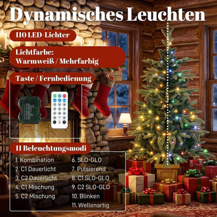 Pre-Lit Artificial Christmas Tree 120 cm with 110 LEDs, Remote Control, 147 Tips