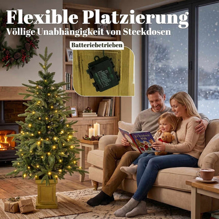 Pre-Lit Artificial Christmas Tree 120 cm with 110 LEDs, Remote Control, 147 Tips
