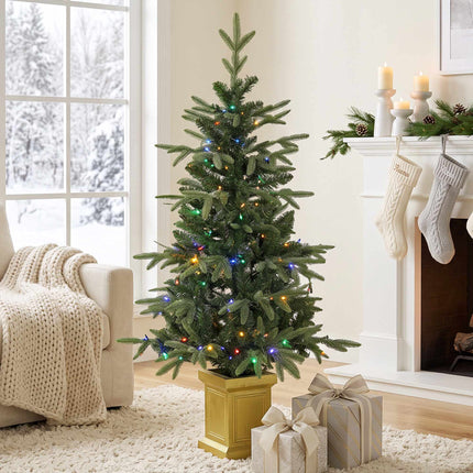 Pre-Lit Artificial Christmas Tree 120 cm with 110 LEDs, Remote Control, 147 Tips