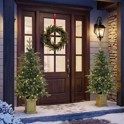 Pre-Lit Artificial Christmas Tree 120 cm with 110 LEDs, Remote Control, 147 Tips