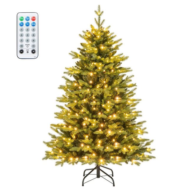 Umělý vánoční stromek s osvětlením 150cm, 250 LED, sklopné větve