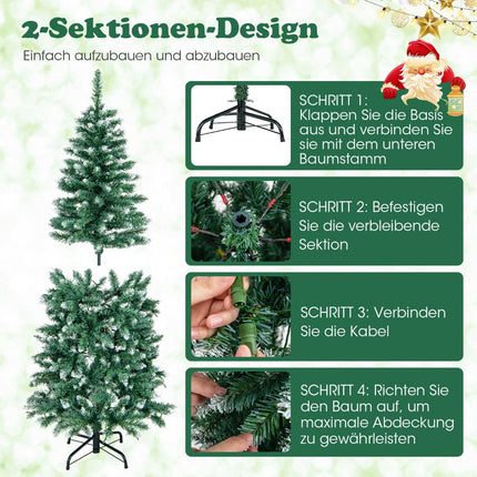 Künstlicher Weihnachtsbaum mit Beleuchtung, 150cm, schmal, 200 LED, blaugrün