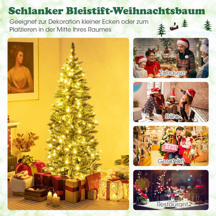 Künstlicher Weihnachtsbaum mit Beleuchtung, 150cm, schmal, 200 LED, blaugrün