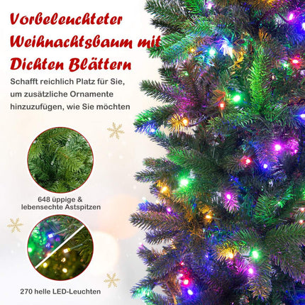 Vorbeleuchteter Künstlicher Weihnachtsbaum 180cm, 270 LED, 648 Spitzen