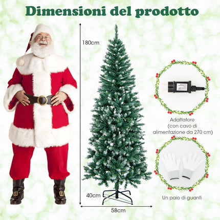 Künstlicher Weihnachtsbaum mit Beleuchtung 180cm, schmal, 250 LEDs