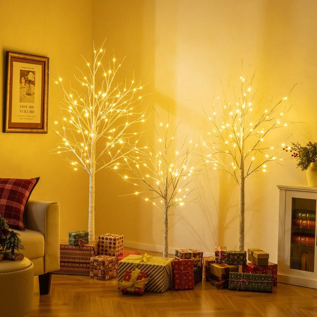 Sada svítících bříz, 3 ks 120–180 cm, teplé LED