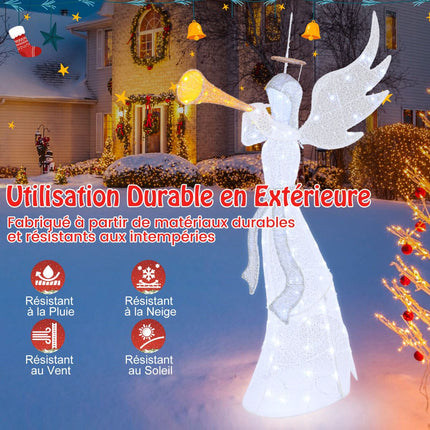 Vorbeleuchteter Weihnachtsengel, 157 cm, 100 LED, für draußen