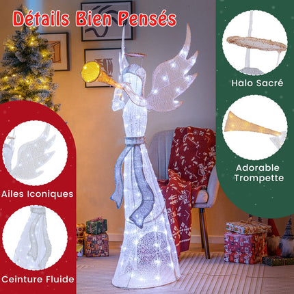 Vorbeleuchteter Weihnachtsengel, 157 cm, 100 LED, für draußen