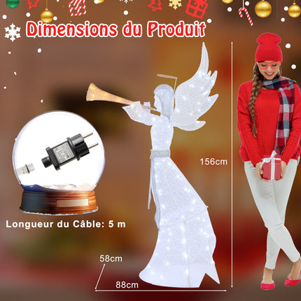Vorbeleuchteter Weihnachtsengel, 157 cm, 100 LED, für draußen