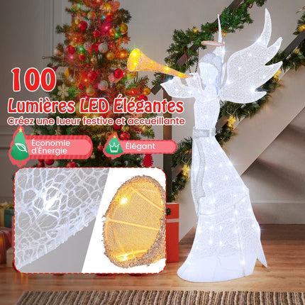 Vorbeleuchteter Weihnachtsengel, 157 cm, 100 LED, für draußen