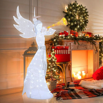 Vorbeleuchteter Weihnachtsengel, 157 cm, 100 LED, für draußen