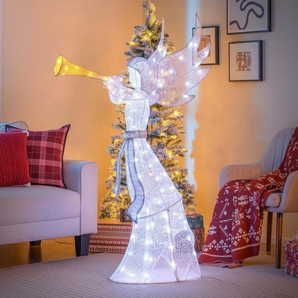 Vorbeleuchteter Weihnachtsengel, 157 cm, 100 LED, für draußen