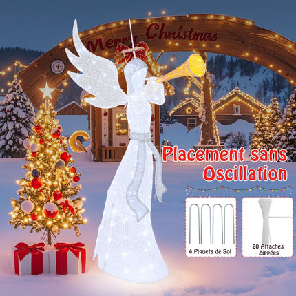 Vorbeleuchteter Weihnachtsengel, 157 cm, 100 LED, für draußen