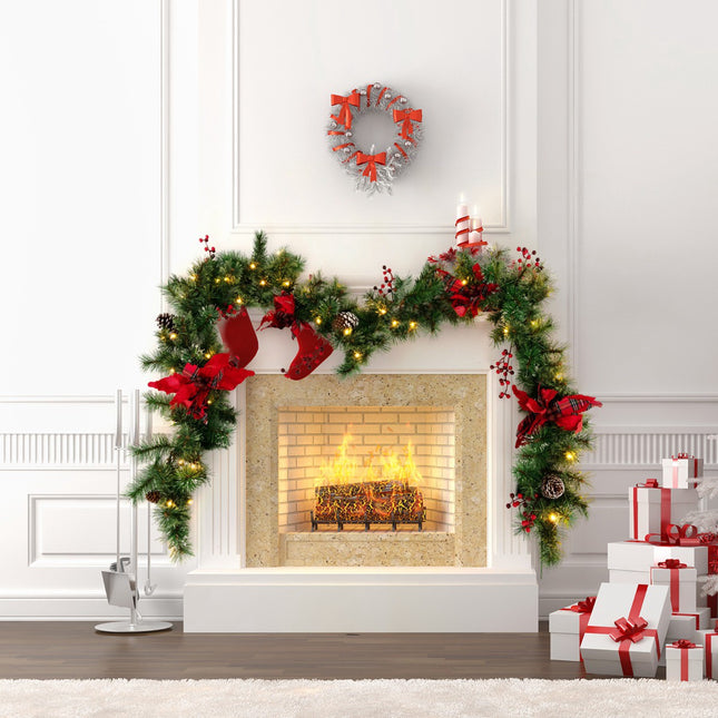 Pre-Lit Christmas Garland 270 cm, 50 Warm-White LEDs, Timer