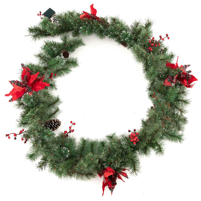 Pre-Lit Christmas Garland 270 cm, 50 Warm-White LEDs, Timer
