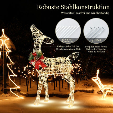 Vorbeleuchtetes Weihnachtsrentier, 50 LED, Außenstecker
