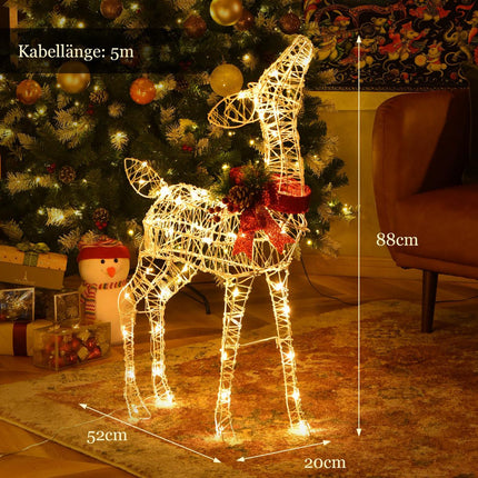 Vorbeleuchtetes Weihnachtsrentier, 50 LED, Außenstecker