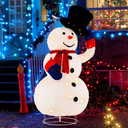 Vorbeleuchteter Weihnachts-Schneemann 130cm, 120 warmweiße LEDs, Timer