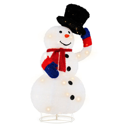 Vorbeleuchteter Weihnachts-Schneemann 130cm, 120 warmweiße LEDs, Timer
