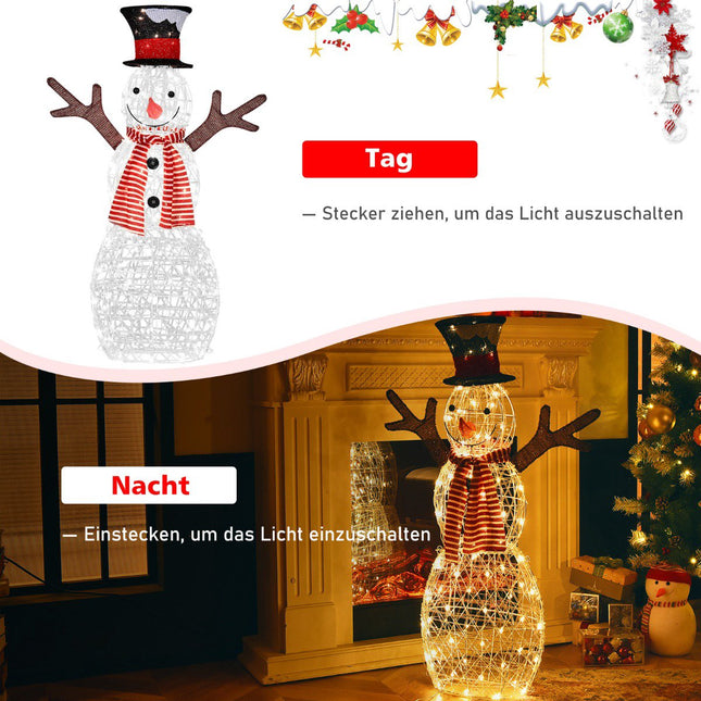 Pre-Lit Christmas Snowman – 80 Warm LED, 110 cm