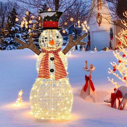 Svítící vánoční sněhulák – 80 teplých LED, 110 cm