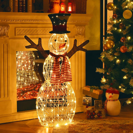 Svítící vánoční sněhulák – 80 teplých LED, 110 cm