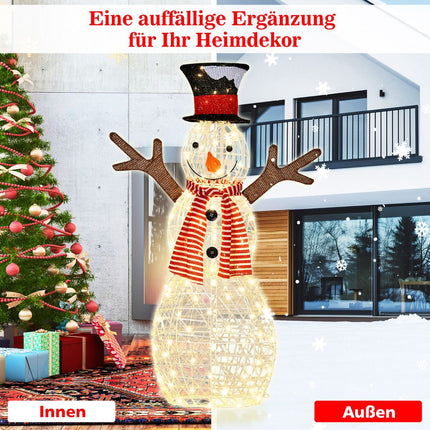 Svítící vánoční sněhulák – 80 teplých LED, 110 cm