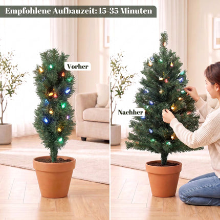 Pre-Lit Outdoor Christmas Trees 60 cm Set of 2, Multicolour LEDs, IP44