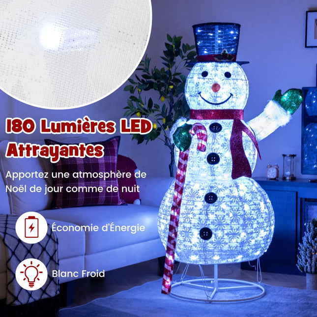 Pre-Lit Snowman Yard Decoration – 150 cm, 180 LEDs