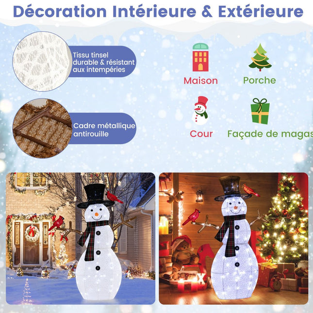 Vorbeleuchteter Schneemann-Gartenstecker, 127 cm, 70 kaltweiße LEDs