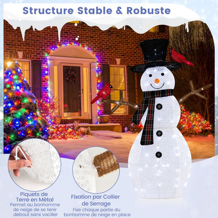Vorbeleuchteter Schneemann-Gartenstecker, 127 cm, 70 kaltweiße LEDs