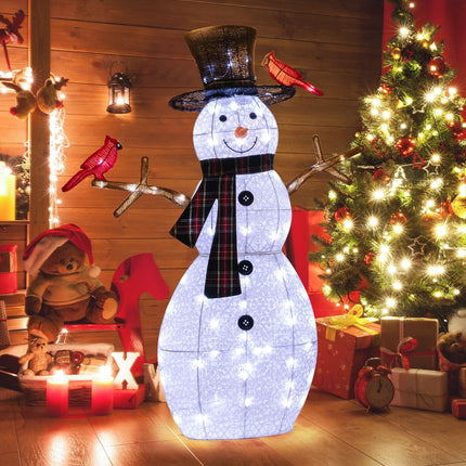 Vorbeleuchteter Schneemann-Gartenstecker, 127 cm, 70 kaltweiße LEDs