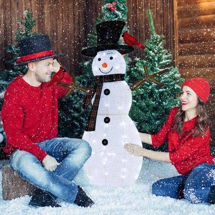 Vorbeleuchteter Schneemann-Gartenstecker, 127 cm, 70 kaltweiße LEDs