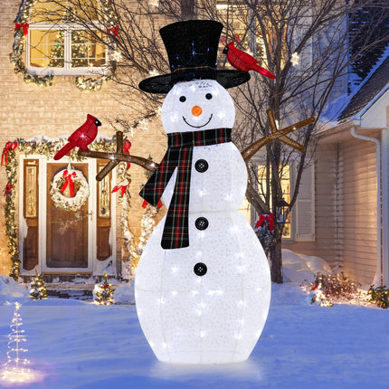 Vorbeleuchteter Schneemann-Gartenstecker, 127 cm, 70 kaltweiße LEDs