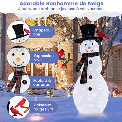 Vorbeleuchteter Schneemann-Gartenstecker, 127 cm, 70 kaltweiße LEDs