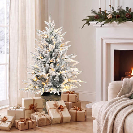 Pre-Lit Tabletop Christmas Tree 90 cm, 70 Warm White LEDs, Flocked, 488 Tips