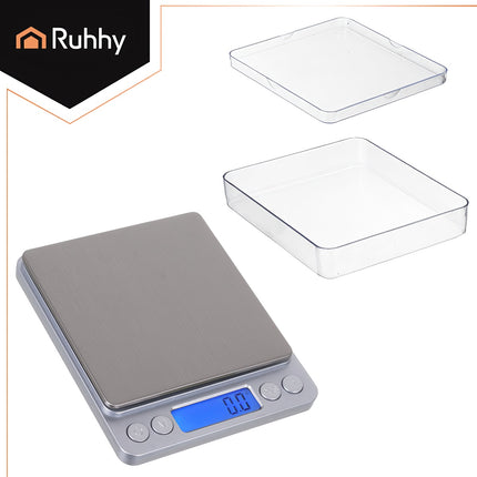 Präzisions-LCD-Küchenwaage 2 kg mit 2 Schüsseln