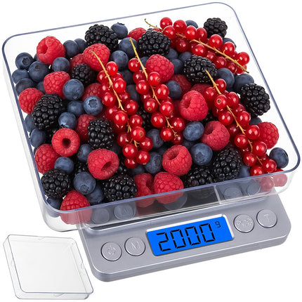 Präzisions-LCD-Küchenwaage 2 kg mit 2 Schüsseln