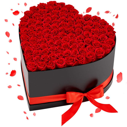 Preserved Roses, 100-Pack Heart Box, Classic Red