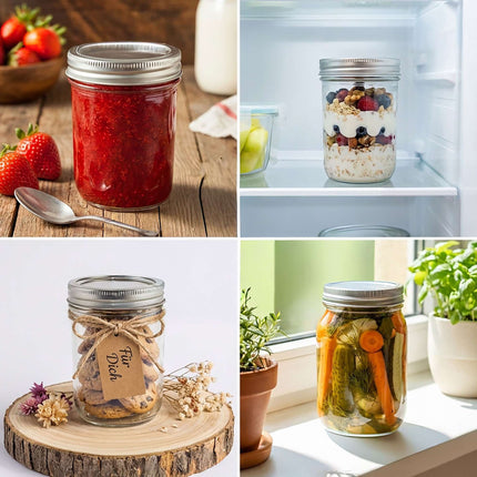 Preserving Jars with Lids, Airtight, Set of 8