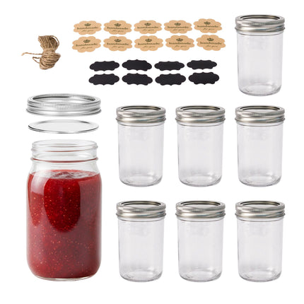 Preserving Jars with Lids, Airtight, Set of 8