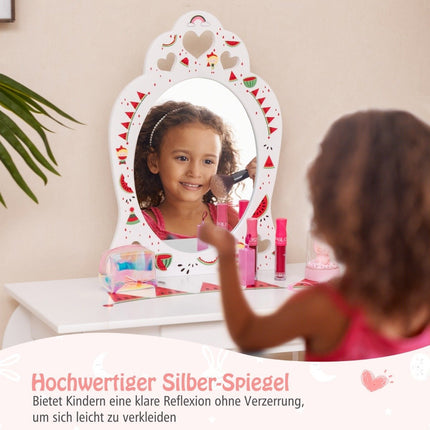 Princess Dressing Table Set 2-in-1 Children's Dressing Table with Removable Mirror White