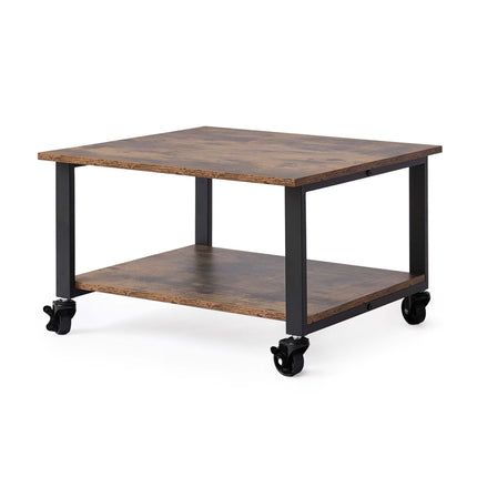 Printer Stand with Castors, Black – 2-Tier, 32x50x50 cm