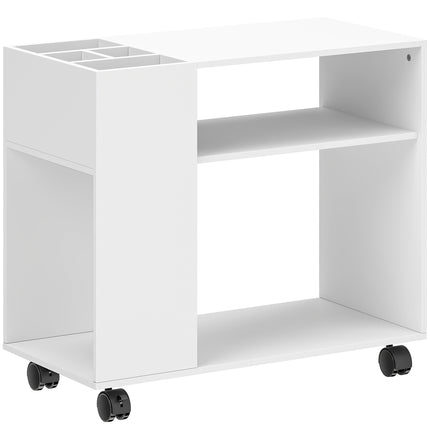 Druckerunterschrank mit Ablagen, Weiß, 70 x 34 x 60 cm