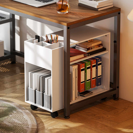 Druckerunterschrank mit Ablagen, Weiß, 70 x 34 x 60 cm