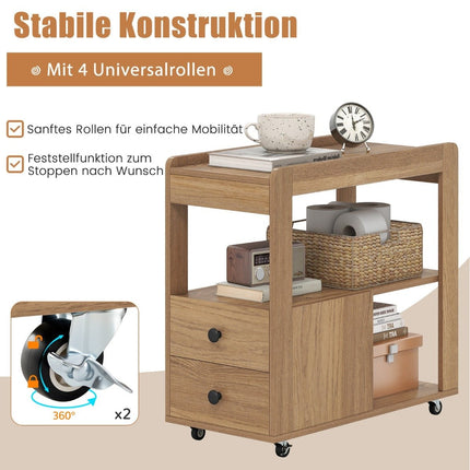 Printer Stand with Wheels, 2 Drawers, and Shelves