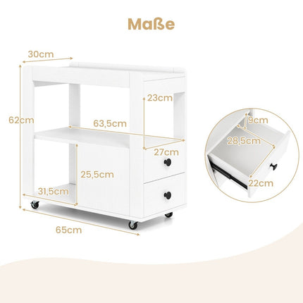 Printer Stand with Wheels, 2 Drawers, and Shelves